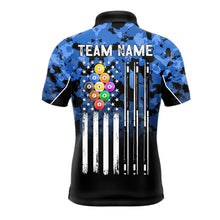Load image into Gallery viewer, 9 Ball Pool Blue Camo Custom Billiard Shirts For Men, Patriotic US Flag Billiard Team Jerseys TDM5711