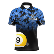 Load image into Gallery viewer, 9 Ball Pool Blue Camo Custom Billiard Shirts For Men, Patriotic US Flag Billiard Team Jerseys TDM5711
