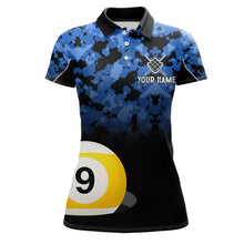 Load image into Gallery viewer, 9 Ball Pool Blue Camo Custom Billiard Shirts For Women, Patriotic US Flag Billiard Team Jerseys TDM5711