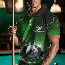 Load image into Gallery viewer, Personalized Green 3D Thunder Lightning 8 Ball Pool Billiard Shirts For Men, Billiard Team Jerseys TDM3549