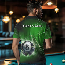 Load image into Gallery viewer, Personalized Green 3D Thunder Lightning 8 Ball Pool Billiard Shirts For Men, Billiard Team Jerseys TDM3549