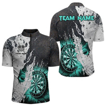 Load image into Gallery viewer, Personalized Grunge White Black Crack Wall Dart Shirts For Men Custom Dart Jerseys |Turquoise TDM3708
