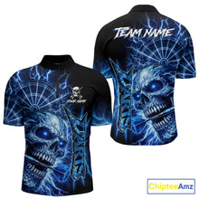 Load image into Gallery viewer, Blue Darts Skull Polo &amp; Quarter Zip Shirt For Men Custom Thunder Lighting Darts Team Jersey TDM6061