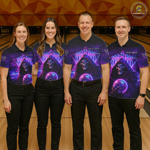 Load image into Gallery viewer, Custom Neon Grim Reaper Bowling Polo &amp; 1/4 Zip Shirts For Women, Bowling Team Jersey Uniform TDM6317