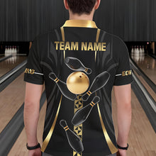 Load image into Gallery viewer, Custom Black And Gold Bowling Shirt For Men, Bowling Tournament Team Jersey Polo &amp; 1/4 Zip TDM6318