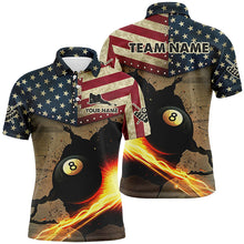 Load image into Gallery viewer, US Flag Funny 8 Ball Pool In Cracked Wall Custom Men Billiards Shirts, Father's Day Billiard Gifts TDM1606