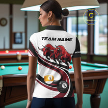 Load image into Gallery viewer, Custom Red 8 Ball &amp; 9 Ball Pool Bull Billiard Shirt For Women, Billiard Team Jersey Polo &amp; 1/4 Zip TDM6493