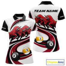 Load image into Gallery viewer, Custom Red 8 Ball &amp; 9 Ball Pool Bull Billiard Shirt For Women, Billiard Team Jersey Polo &amp; 1/4 Zip TDM6493