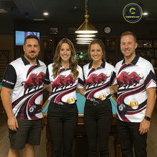 Load image into Gallery viewer, Custom Red 8 Ball &amp; 9 Ball Pool Bull Billiard Shirt For Women, Billiard Team Jersey Polo &amp; 1/4 Zip TDM6493
