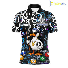 Load image into Gallery viewer, Colorful Graffiti Funny Duck 8 Ball Billiard Shirt For Men Custom Pool Team Jersey Polo &amp; 1/4 Zip TDM6497