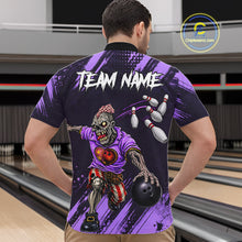 Load image into Gallery viewer, Custom Purple Funny Zombie Bowling Shirt For Men, Bowling Team League Jersey Polo &amp; Quarter Zip TDM6499