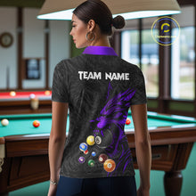 Load image into Gallery viewer, Personalized Wolf Billiard Balls Pool Shirt For Women, Black And Purple Billiard League Team Jersey TDM5203