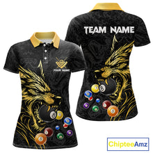 Load image into Gallery viewer, Personalized Wolf Billiard Balls Pool Shirts For Women, Black And Gold Billiard League Team Jerseys TDM5204