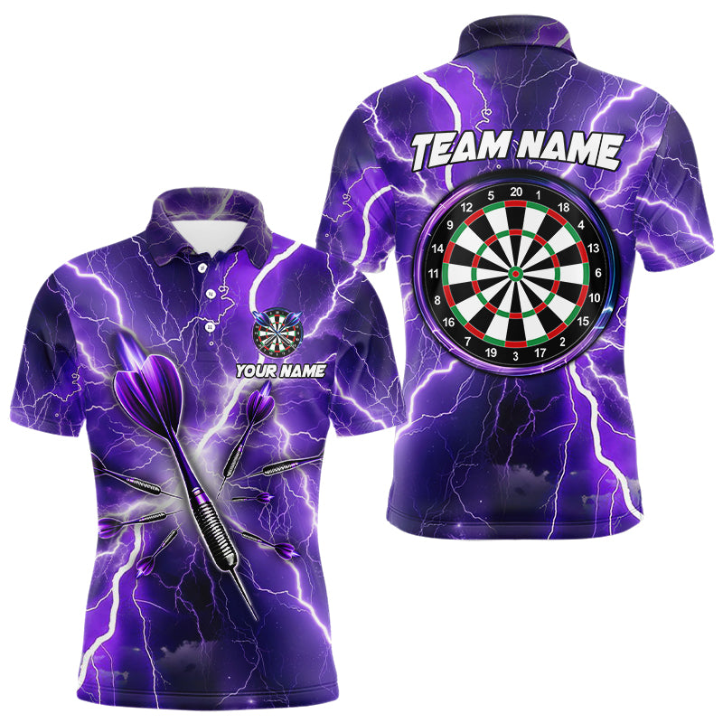 Purple Thunder Lightning Darts Polo & Quarter Zip Custom Dart Shirts For Men Dart Jerseys TDM3212