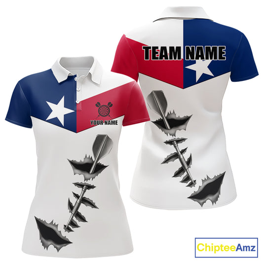 Personalized Texas Flag Steel Tip Dart Polo & 1/4 Zip For Women Custom Texas Darts Team Jersey TDM5451