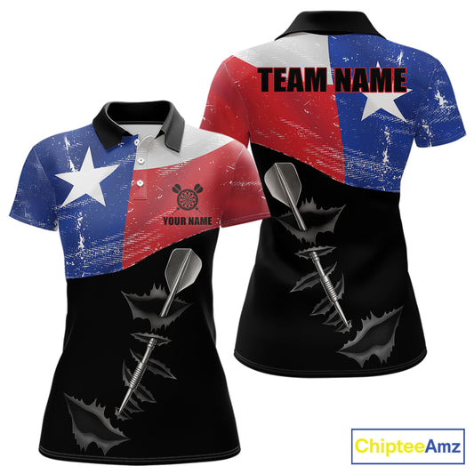 Personalized Texas Flag Steel Tip Dart Polo & 1/4 Zip For Women Custom Texas Darts Team Jersey TDM5452