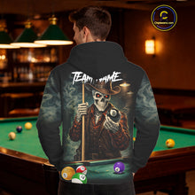 Load image into Gallery viewer, Funny Skelton Billiard Hoodie For Pool Player Custom 8 Ball Hoodie Team Jersey, Billiards Gifts TDM5713