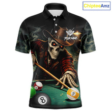 Load image into Gallery viewer, Funny Skeleton Billiard Shirt For Men Custom Pool Team Jersey Polo &amp; 1/4 Zip, Billiards Gifts TDM5713
