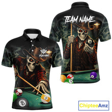 Load image into Gallery viewer, Funny Skeleton Billiard Shirt For Men Custom Pool Team Jersey Polo &amp; 1/4 Zip, Billiards Gifts TDM5713
