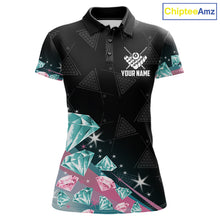 Load image into Gallery viewer, Funny Pink And Turquoise Diamonds Billiard Shirt For Women, 8 Ball Pool Team Jersey Polo &amp; 1/4 Zip TDM6325