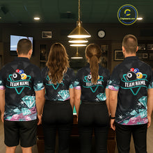 Load image into Gallery viewer, Funny Pink And Turquoise Diamonds Billiard Shirt For Women, 8 Ball Pool Team Jersey Polo &amp; 1/4 Zip TDM6325