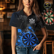 Load image into Gallery viewer, Blue Dartboard Splatter Smoke Darts Shirt For Women Custom Grunge Darts Team Jersey Polo &amp; 1/4 Zip TDM6506