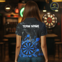 Load image into Gallery viewer, Blue Dartboard Splatter Smoke Darts Shirt For Women Custom Grunge Darts Team Jersey Polo &amp; 1/4 Zip TDM6506