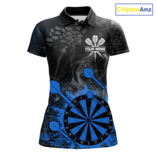 Load image into Gallery viewer, Blue Dartboard Splatter Smoke Darts Shirt For Women Custom Grunge Darts Team Jersey Polo &amp; 1/4 Zip TDM6506