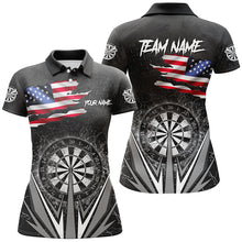 Load image into Gallery viewer, American Flag Darts Polo &amp; Quarter-Zip Shirts For Women Custom Patriotic Black Darts Team Jerseys TDM2731