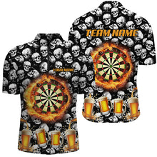 Load image into Gallery viewer, Fire Flame Dart Board &amp; Beer Custom Skull Pattern Dart Shirts For Men, Funny Drinking Dart Jerseys TDM2734