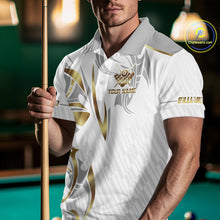 Load image into Gallery viewer, White And Gold Crown 8 Ball Men&#39;s Billiards Shirts Custom Billiard Jersey Team Polo &amp; 1/4 Zip TDM5211
