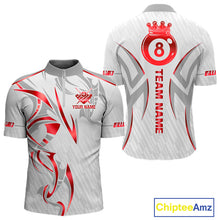 Load image into Gallery viewer, White And Red Crown 8 Ball Men&#39;s Billiards Shirts Custom Billiard Jersey Team Polo &amp; 1/4 Zip TDM5212