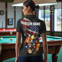 Load image into Gallery viewer, American Flag Pool Balls Billiard Shirt For Women Custom Patriotic Billiard Jersey Polo &amp; 1/4 Zip TDM5730