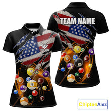 Load image into Gallery viewer, American Flag Pool Balls Billiard Shirt For Women Custom Patriotic Billiard Jersey Polo &amp; 1/4 Zip TDM5730