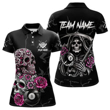 Load image into Gallery viewer, Personalized Pink Funny Skull Roses 8 Ball Billiard Shirts For Women Custom Pool Team Shirts TDM3729