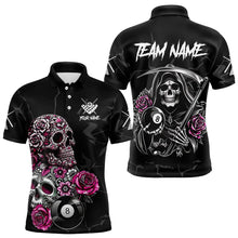 Load image into Gallery viewer, Personalized Pink Funny Skull Roses 8 Ball Billiard Shirts For Men Custom Pool Team Shirts TDM3729