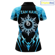 Load image into Gallery viewer, Black And Blue 8 Ball Pool Ice Billiard Shirt For Women, Funny Pool Team Jersey Polo &amp; 1/4 Zip TDM6338