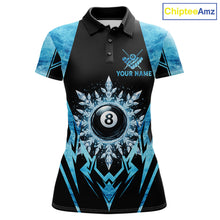 Load image into Gallery viewer, Black And Blue 8 Ball Pool Ice Billiard Shirt For Women, Funny Pool Team Jersey Polo &amp; 1/4 Zip TDM6338