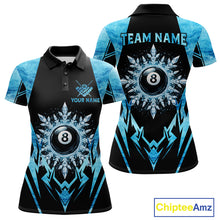 Load image into Gallery viewer, Black And Blue 8 Ball Pool Ice Billiard Shirt For Women, Funny Pool Team Jersey Polo &amp; 1/4 Zip TDM6338