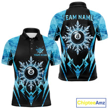 Load image into Gallery viewer, Black And Blue 8 Ball Pool Ice Billiard Shirt For Men, Funny Pool Team Jersey Polo &amp; 1/4 Zip TDM6338