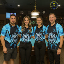 Load image into Gallery viewer, Black And Blue 8 Ball Pool Ice Billiard Shirt For Women, Funny Pool Team Jersey Polo &amp; 1/4 Zip TDM6338