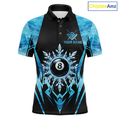 Black And Blue 8 Ball Pool Ice Billiard Shirt For Men, Funny Pool Team Jersey Polo & 1/4 Zip TDM6338
