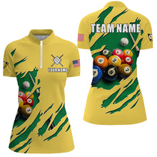 Load image into Gallery viewer, Funny 3D Billiard Table 9 Ball Pool Shirts For Women Custom Yellow 9 Ball Billiard Team Jerseys TDM2741