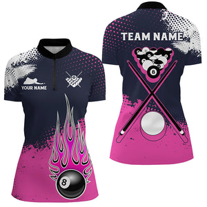 Pink Grunge Paint Splatter Custom Billiard Shirts For Women, 8 Ball Billiard Team Shirts Pool Jerseys TDM2746