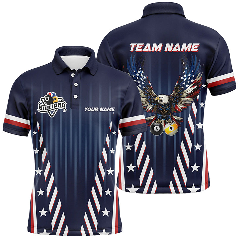 Customized Eagle American 8 & 9 Ball Billiard Shirts For Men, Patriotic Billiard Flag Team Jerseys TDM2748