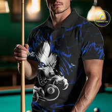 Load image into Gallery viewer, Personalized Thunder Lightning Wolf Billiard Shirts For Men Custom Billiard Team Jerseys |Blue TDM5466