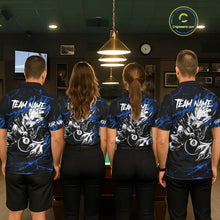 Load image into Gallery viewer, Personalized Thunder Lightning Wolf Billiard Shirts For Men Custom Billiard Team Jerseys |Blue TDM5466