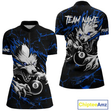 Load image into Gallery viewer, Personalized Thunder Lightning Wolf Billiard Shirts For Women Custom Billiard Team Jerseys |Blue TDM5466