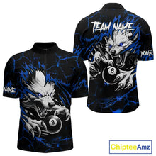 Load image into Gallery viewer, Personalized Thunder Lightning Wolf Billiard Shirts For Men Custom Billiard Team Jerseys |Blue TDM5466