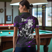 Load image into Gallery viewer, Personalized Thunder Lightning Wolf Billiard Shirts For Women Custom Billiard Team Jerseys |Purple TDM5467